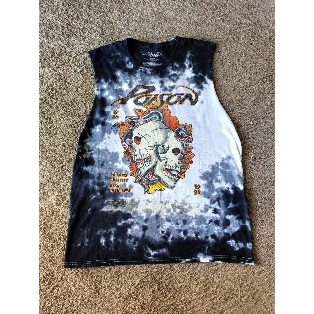 Poison Rock Band Muscle Shirt Graphic Men's Small Tie Dye Multicolor